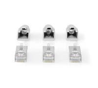 Connecteur RJ45 RJ45 Pass Through FTP solide/toroné CAT6a Droit Plaqué or 10 pièces PVC Gris Boîte