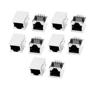 sourcing map 10 Pcs Fiche modulaire RJ45 PC Jack 8P8C Femelle souder sur raccords connecteurs réseau