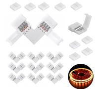 Connecteur Ruban LED, Connecteur d'angle LED, Lot de 20 Connecteurs pour Bandes Lumineuses RGB, Connecteurs en L à 4 broches et sans Espace Adaptés aux Bandes SMD 5050 de 10 mm