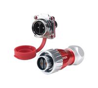 Connecteur sans soudure IP68 Fil de verrouillage à 2 conducteurs Vis de verrouillage à écrou arrière DH24 Fiche d'aviation d'accueil mâle et femelle(Flange reverse installation 25A)