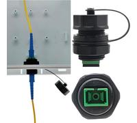 Connecteur SC, CTRICALVER SC-APC Coupleur Fibre étanche, 1 Connecteur Câble Fibre IP68 montage sur panneau avec couvercle étanche couramment utilisé pour les routeurs,les commutateurs(interface verte)