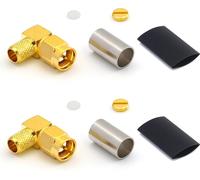 Connecteur SMA 90 degrés à angle droit LMR240 LMR-240 RG59U RG8X RG-8X Connecteur de câble coaxial RF plaqué or (pack de 2)