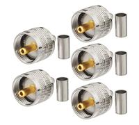 Connecteur UHF PL259 Mâle Droit à Sertir 5 Pièces 50Ohm Faible Perte Compatible avec Câble Coaxial RG58 LMR195 pour Radio,Antenne,Équipement RF