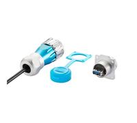 Connecteur USB 3.0 à baïonnette 1/4" avec Coque métallique, connecteur de données étanche IP68, Montage sur Panneau USB avec câble de 0,5 m(Plug Socket(0.5m))