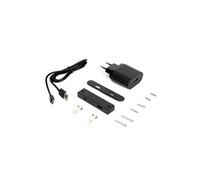 Connecteur USB A+C Linky (81x12mm), 5V DC 2A (10W), Plastique noir, Plastique
