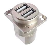 Connecteur USB à Montage sur Panneau, Double Ports Type D, Connecteur USB Femelle à Femelle, Noyau en Cuivre pour Panneau D'armoire 86 (Coquille d'argent)