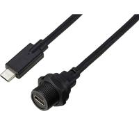 Connecteur USB-C® 3.1 sur prise IP67 (filetage) Câble 0,5 m TC-E10T-FT3.1-PWF/MT3.1-NWA-0.5PV-S Câble en plastique étanche TC-13543600 TRU COMPONENTS Contenu: