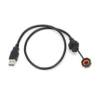 Connecteur USB étanche IP68 de Type C, Femelle USB 3.0 mâle avec Prise de câble, E10TPCBFF/U3AM pour appareils IoT extérieurs et équipements mécaniques, boîtier en thermoplastique (0.Oncle)