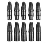 Connecteur XLR 3 broches mâle et femelle, câble de microphone audio en laiton pour câblage micro, kit de réparation et de mise à niveau, noir et argent, 5 paires (noir)