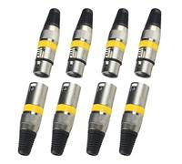 Connecteur XLR 3 broches mâle et femelle pour câble de signal DMX ou connecteur microphone de mixage audio (boîtier en métal, 4 jeux jaunes)