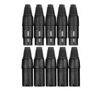 Pronomic Set de Connecteurs XLR mâle 5 pièces, XLR femelle 5 pièces (pour câblage, montage, décharge de traction à pince de qualité, boîtier robuste en alliage sous pression) noir
