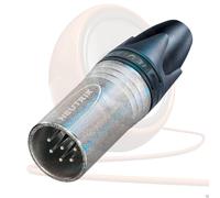 Connecteur XLR Mâle 6 Broches Neutrik. Corps Argent, Broches Argent.