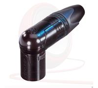 Connecteur XLR Mâle À Angle Droit 3 Broches Neutrik. Corps Noir, Broches Dorées.