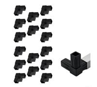 Connecteurs 3 voies en plastique noir pour tubes carrés de 20 mm | Lot de 16 connecteurs robustes, ajustement sûr pour tuyaux de 20 mm, idéal pour les nouvelles constructions ou les