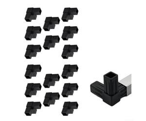Connecteurs 3 voies en plastique noir pour tubes carrés de 20 mm | Lot de 16 connecteurs robustes, ajustement sûr pour tuyaux de 20 mm, idéal pour les nouvelles constructions ou les