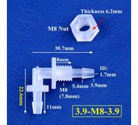 Connecteurs à coude en PP M6 G1/2 à 200-2.4mm,écrou hexagonal,pompe à Air pour Aquarium,Joints de tuyaux d'irrigation,5 à 11.1 pièces - Type 3.9-M8-3.9-5 Pieces