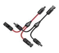 Connecteurs d'alimentation en Y 30 A - Paire d'adaptateurs de câble parallèle | 1 M/FF + 1 F/MM, câbles noir et rouge, idéal pour la distribution d'énergie sur les panneaux (noir/rouge)