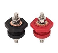 Connecteurs de Bornes de Batterie, 1 Paire de Boulons à Travers les Connexions du Panneau 3/8 Po Noir Rouge 440A Borne de Liaison Positive et Négative pour Bateau de Voiture