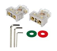 Connecteurs de bornes de batterie 2 pcs, zinc alliage nickelé 0/2 / 4/6 / 8AWG avec protection claire - Excellente conductivité et montage facile pour voitures, caravanes, ca