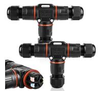 Connecteurs de câble étanches IP68, Lot de 3 connecteur de câble en forme de T étanche à 3 broches pour câble de 3 à 12 mm de diamètre, boîte de jonction étanche IP68 pour jardin, extérieur