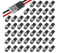 Connecteurs de fils LED enfichables, 50 pièces, bornes compactes universelles à 2 voies | Sans dénudage, for bandes lumineuses LED et appareils d'éclairage