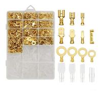 Connecteurs de fils pressés à froid - Kit de bornes à ressort 1000 pièces (2,8/4,8/6,3 mm), manchons en nylon isolés et languettes de mise à la terre