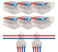 Connecteurs de fils T Tap Dujelixa PC et cuivre étamé Connecteurs de fils rapides T Tap, (15-13AWG, rouge jaune bleu 2T à 4) 6Pcs, Pas besoin de dénuder les fils ou de déconnecter l'alimentation