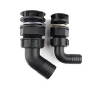 Connecteurs de tuyau de sortie inférieur de seau de 20mm ~ 38mm, connecteur de cloison de coude d'aquarium, Joints d'agitateur de pulvérisateur agricole de vidange Connecteur 38 mm