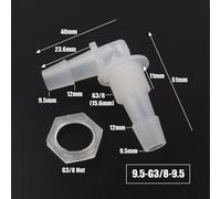 Connecteurs de tuyau fileté M6 1/2 "",5 pièces/lot,coude en PP Wildoda avec écrou hexagonal,pour aquarium,tuyau d'air précieux,raccords de tube à oxygène - Type 9.5-G3I8-9.5-With Nut