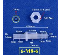 Connecteurs directs M6 M10 à 3 8mm PP,écrou hexagonal,Joint torique,adaptateur de pompe à Air pour Aquarium,Joint de tuyau d'irrigation de jardin,5 - Type 6-M8-6 With O-ring-20 Pieces With Nut