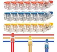 Connecteurs fils à emboîter Dujelixa (15-13AWG 1T à 2) 18Pcs, PC et cuivre étamé Connecteurs de fils T Tap, Pas besoin dénuder les fils ou déconnecter l'alimentation 6 chacun pour le rouge jaune bleu