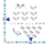 Connecteurs LED 8 mm 4 broches RVB 8 x connecteurs d'angle en forme de L, 10 bornes adaptateur sans espace pour bande lumineuse LED multicolore 3528 2835 12 V 24 V