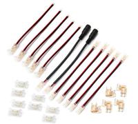 Connecteurs LED COB à 2 broches, 25 connecteurs de 5 mm de largeur et kit de câble pour bande LED COB de couleur unique, 8 connecteurs sans espace, 10 connecteurs + câble, 5 pièces en forme de L, 2