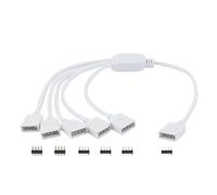 Connecteurs mâles et femelles avec câbles Connecteur de bande RGB L + E + D à 4 broches, 1 à 1 2 3 4 5 fiches, câble séparateur d'alimentation, aiguille à 4 broches, connecteur femelle(White 1 to 5)