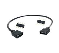 Connecteurs mâles et femelles avec câbles Connecteur de bande RGB L + E + D à 4 broches, 1 à 1 2 3 4 5 fiches, câble séparateur d'alimentation, aiguille à 4 broches, connecteur femelle(Black 1 to 1)