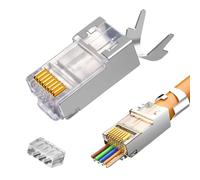 Connecteurs Réseau RJ45 de 2ème Génération pour Câbles Cat7 et Cat6A, Lot de 10, Fiches Pass Through Blindées avec Guide d'Enfilage et Protection Anti-torsion, Idéal pour Switch, TV, PS4, ADSL, Modem