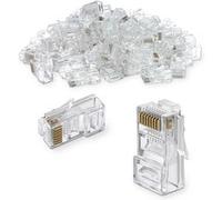 Waytex 37104 Connecteurs RJ45 Cat5e non blindé Fiche RJ45 à Sertir pour câble Réseau, Lot de 100 Connecteurs