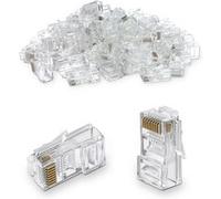 Waytex 37120 Connecteurs RJ45 Cat5e non blindé Fiche RJ45 à Sertir pour tous câbles Réseau rond et tout type de câble monobrin et multibrin, Lot de 100 Connecteurs