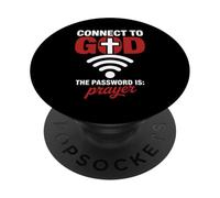 Connectez-Vous à Dieu Le Mot de Passe est la prière et la Foi chrétienne PopSockets PopGrip Adhésif
