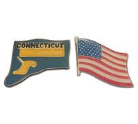 Connecticut The Constitution State & United States American Flag Épinglette ou épingle à cravate avec pochette arrière Novel Merk, Medium, Métal Argent, Sans pierre précieuse