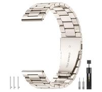 Connectif Bracelet de montre connectée en acier inoxydable - 20 mm - 22 mm - Compatible avec Samsung Galaxy Watch/Garmin/Huawei/Fossil/Amazfit - Bracelet de montre réglable en métal avec boucle pour