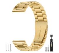 Connectif Bracelet de montre connectée en acier inoxydable - 20 mm - 22 mm - Compatible avec Samsung Galaxy Watch/Garmin/Huawei/Fossil/Amazfit - Bracelet de montre réglable en métal avec boucle pour