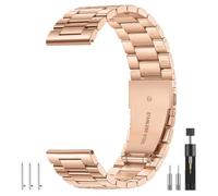 Connectif Bracelet de montre connectée en acier inoxydable - 20 mm - 22 mm - Compatible avec Samsung Galaxy Watch/Garmin/Huawei/Fossil/Amazfit - Bracelet de montre réglable en métal avec boucle pour