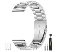 Connectif Bracelet de montre connectée en acier inoxydable - 20 mm - 22 mm - Compatible avec Samsung Galaxy Watch/Garmin/Huawei/Fossil/Amazfit - Bracelet de montre réglable en métal avec boucle pour