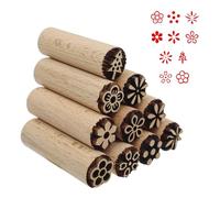CONNECTION 10 Pièces Tampon Poterie 5 x 1.5 cm Tampon pour Argile Motif Floral Outils de Poterie en Bois Tampon Cylindrique Timbres en Bois Naturel pour Artisanat DIY Scrapbooking Biscuit (10 Modèles)