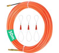 CONNECTION 30M Aiguille Electricien,Tire Fils Electrique Aiguille Nylon,φ4mm Tire Fil Electrique avec 3 Tête Flexible de Guidage Aiguille Tire Fil Enfileur pour Fils électrique Tire Cable (Orange)