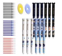 CONNECTION Ensemble de Stylo Effacables 12 Pièces Stylo Effacables Motif Astronaute 0.5mm Dessin Animé Stylos Effacable avec 30 Recharges et 2 Gommes pour Enfants,Scolaire (Multicolore)