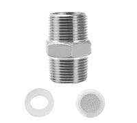 CONNECTION Raccord Double Fileté en Acier Inoxydable Mamelon Double Connecteur Rallonge de Connecteur de Tuyau de Douche avec Filtre et Anneau en Caoutchouc pour Douche Salle de Bain