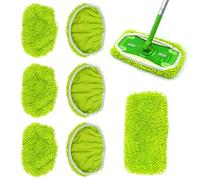 CONNECTION Tampons Humides en Chenille Réutilisables,Compatibles avec Recharges pour Balai Swiffer Wet Jet Mop Amovibles et lavables en Serpillères Chiffons pour Utilisation Humide et sèche Vert 6 CPS