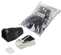 Connectique RJ45 CAT 6, blindé LogiLink MP0022 RJ45 mâle, droit Pôle: 8P8C noir 100 pc(s)